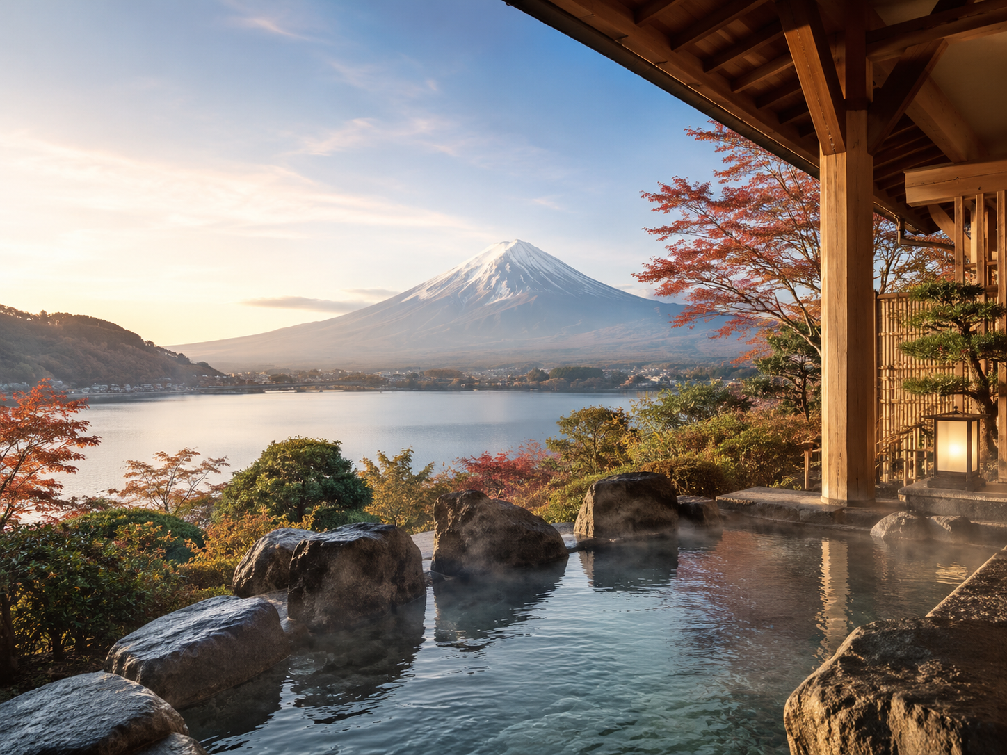 河口湖・山梨の温泉風景
